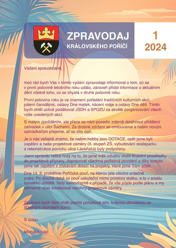 Zpravodaj Královského Poříčí číslo 1/2024