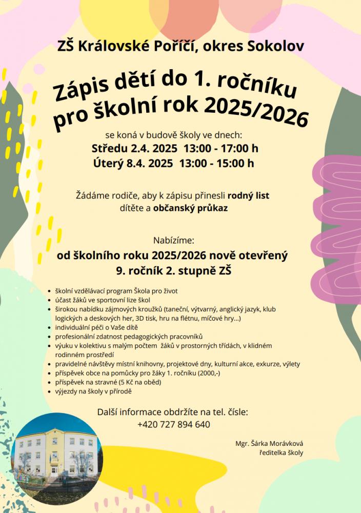 Zápis dětí do 1. ročníku základní školy